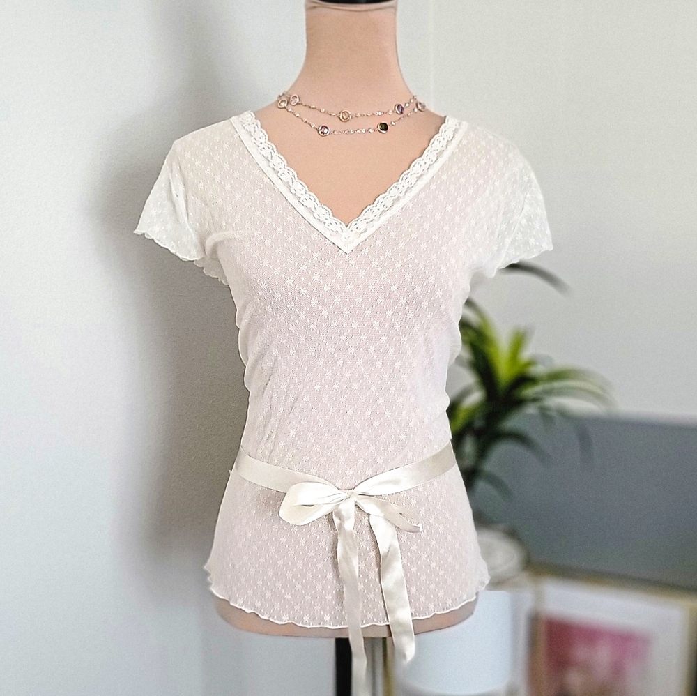 Vintage Old Navy Belted Lace Top